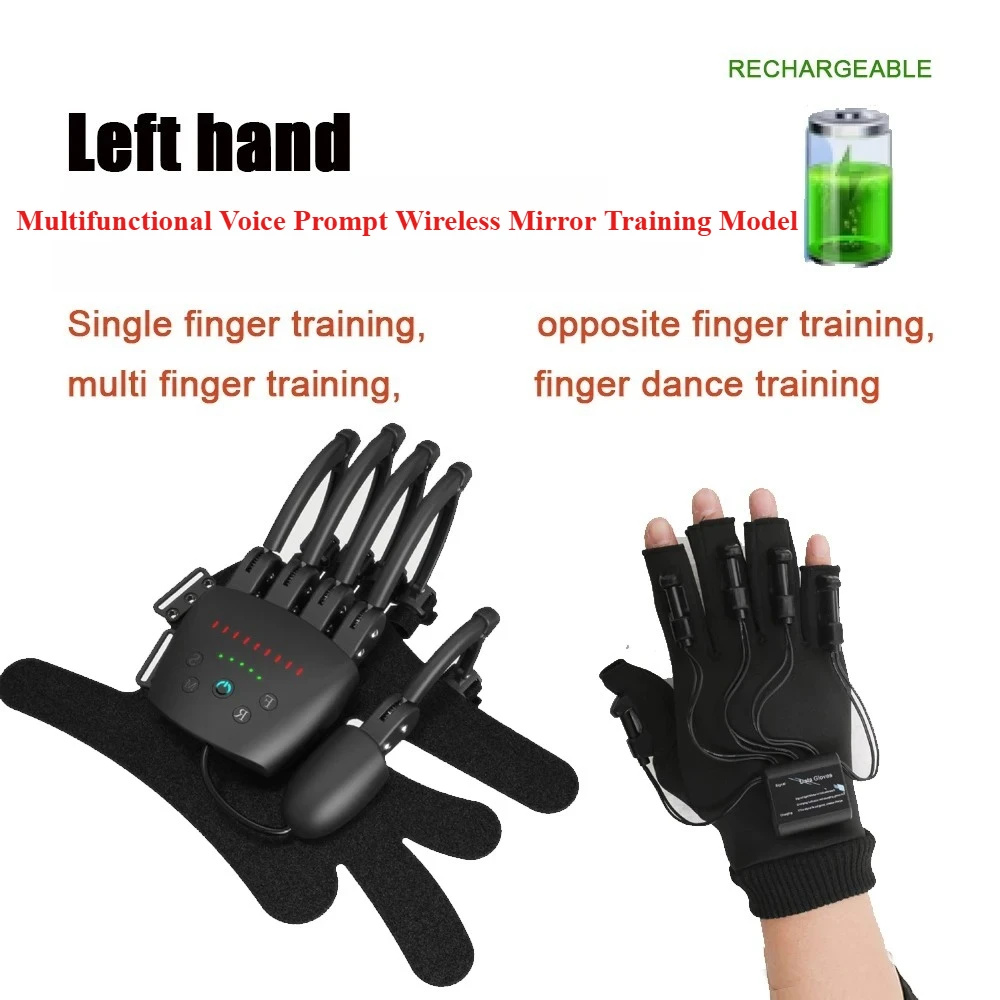 Hand Rehab Glove Stroke Hemiplegia Finger Train Mirror Therapy Wireless Robot Voice Prompt Cerebral Infarction Recovery Device