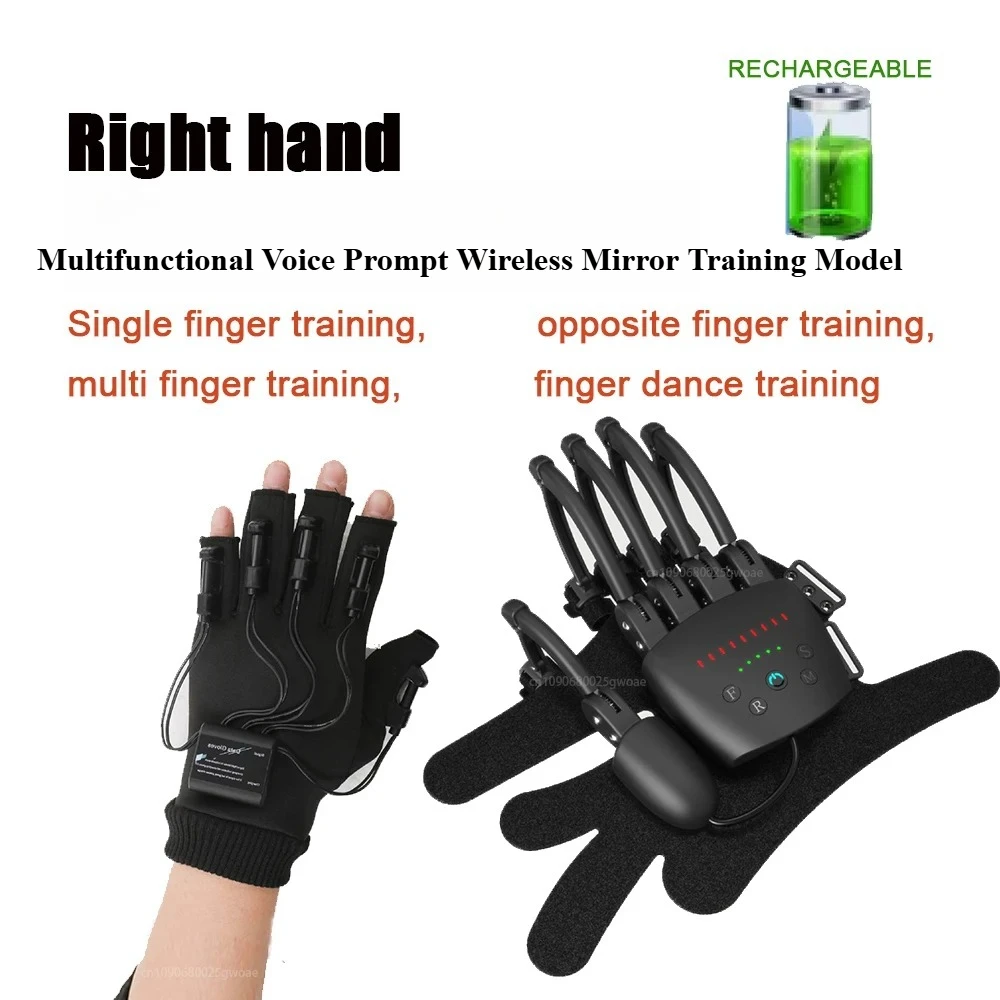 Hand Rehab Glove Stroke Hemiplegia Finger Train Mirror Therapy Wireless Robot Voice Prompt Cerebral Infarction Recovery Device