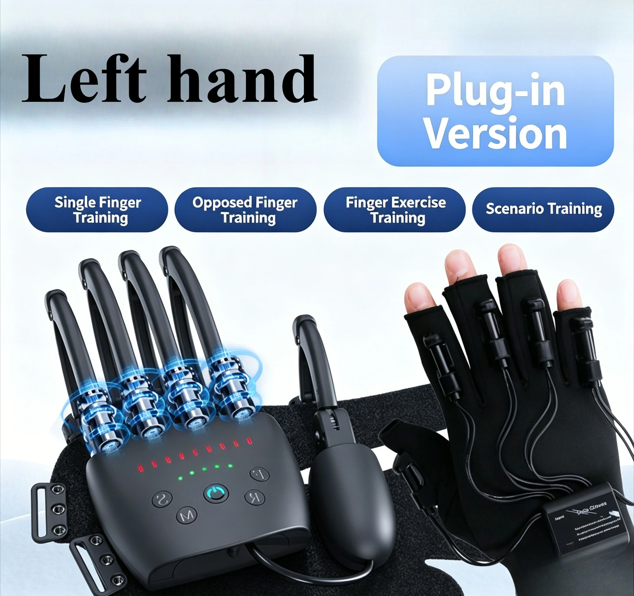 Hand Rehab Glove Stroke Hemiplegia Finger Train Mirror Therapy Wireless Robot Voice Prompt Cerebral Infarction Recovery Device
