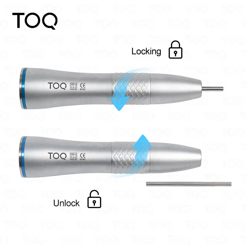 TOQ Dental Low Speed Handpiece Inner Water Spray Air Turbine Straight Handpiece, Autoclavable Stainless Steel Body Fit E-type