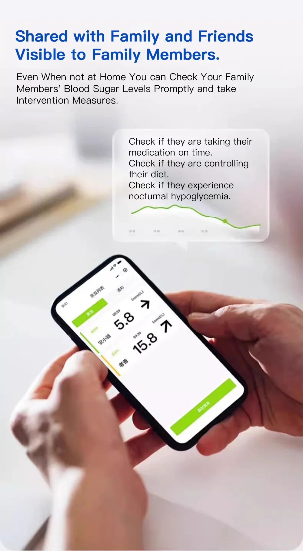 Yuwell CGM Continuous Glucose Monitor 24h Real-time Blood Sugar Test No Finger Pricking Real-time Dynamic Blood Glucose Track