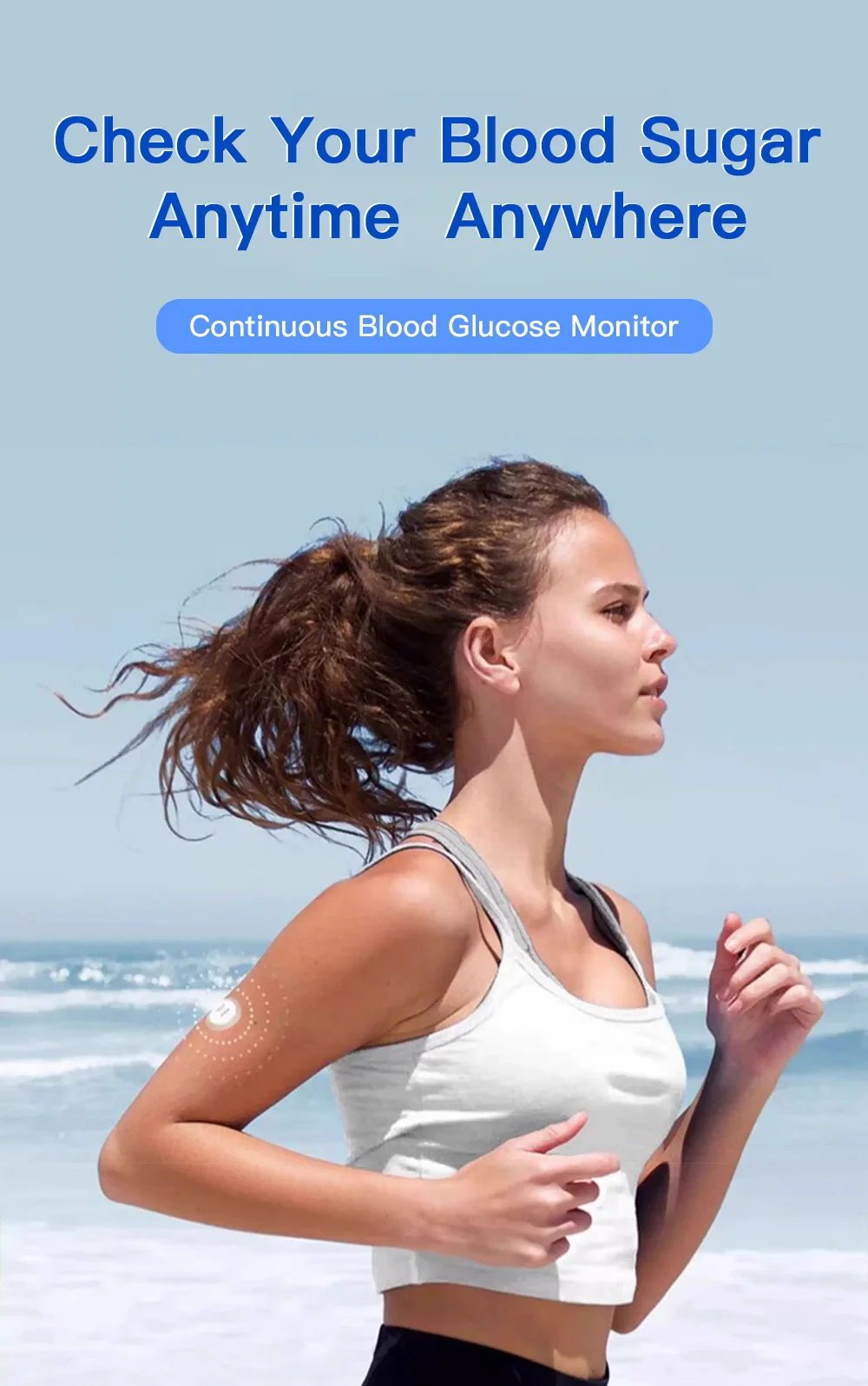 Yuwell CGM Continuous Glucose Monitor 24h Real-time Blood Sugar Test No Finger Pricking Real-time Dynamic Blood Glucose Track