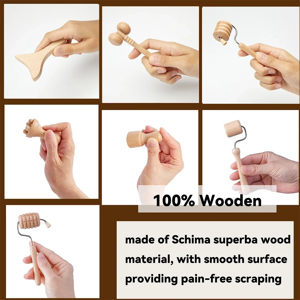 Wooden Face Massage Roller Facial Lifting Wrinkle Remover Face Anti-Cellulite Gua Sha Tool Facial Tissue Maderotherapy Roller