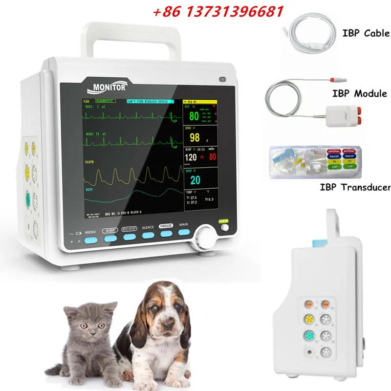CONTEC Manufacture Veterinary VET Vital Signs Patient Monitor Multi-Parameter Use (Printer, IBP, Etco2,Carrying Bag Optional)