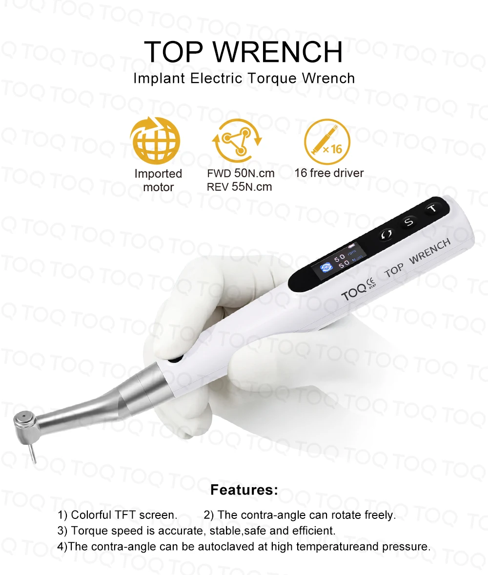 TOQ Official Store Professional Dental Implant Electric Torque Wrench Universal Implant Torque Driver Repair Tool Kit With 16Pcs