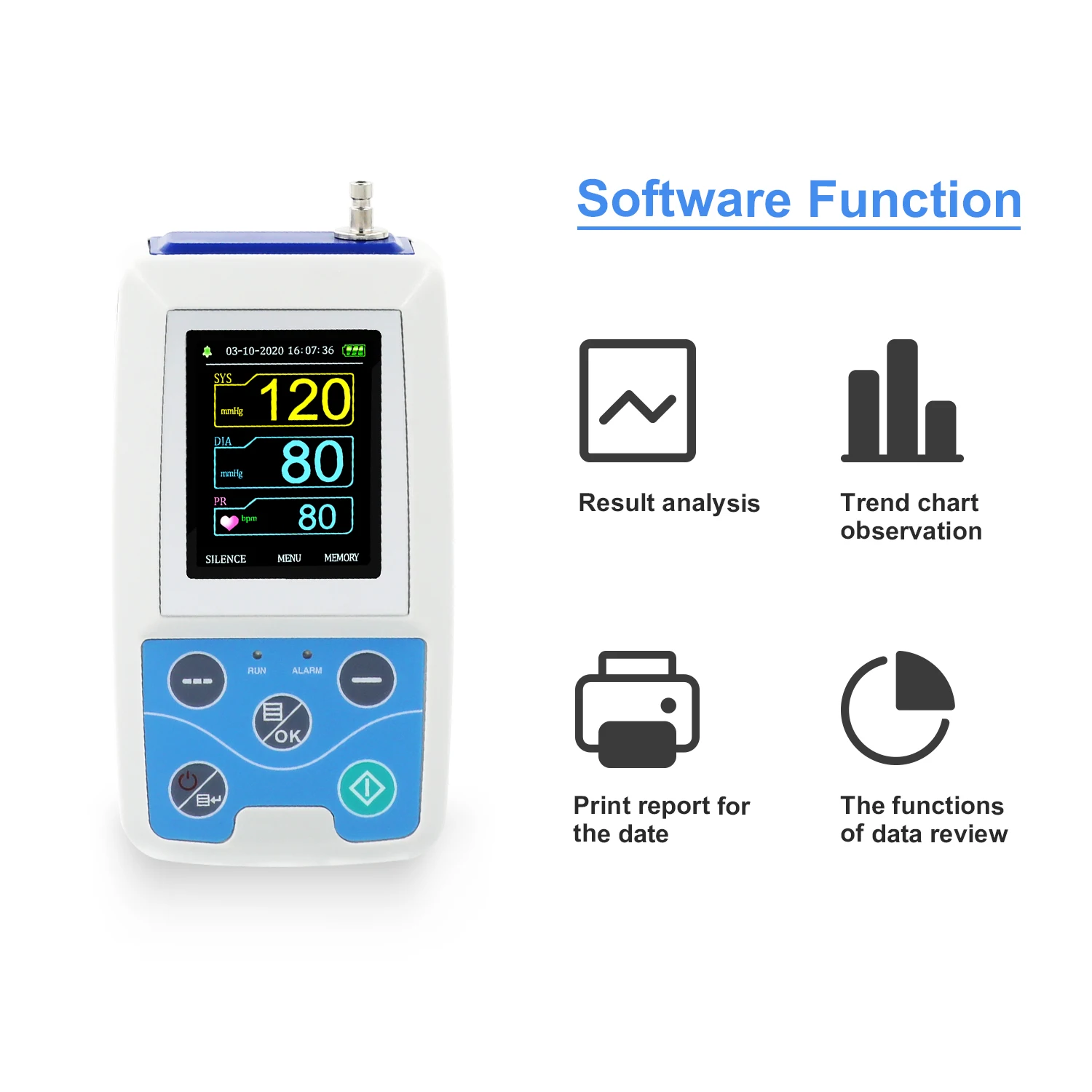 CONTEC ABPM50 Ambulatory Blood Pressure Monitor 24 Hours Holter with PC Software for Continuous Monitoring+USB Port