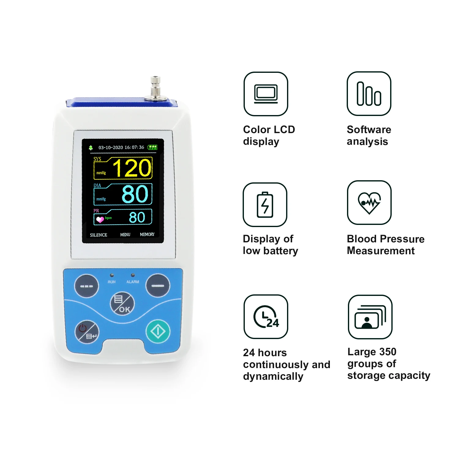 CONTEC ABPM50 Ambulatory Blood Pressure Monitor 24 Hours Holter with PC Software for Continuous Monitoring+USB Port