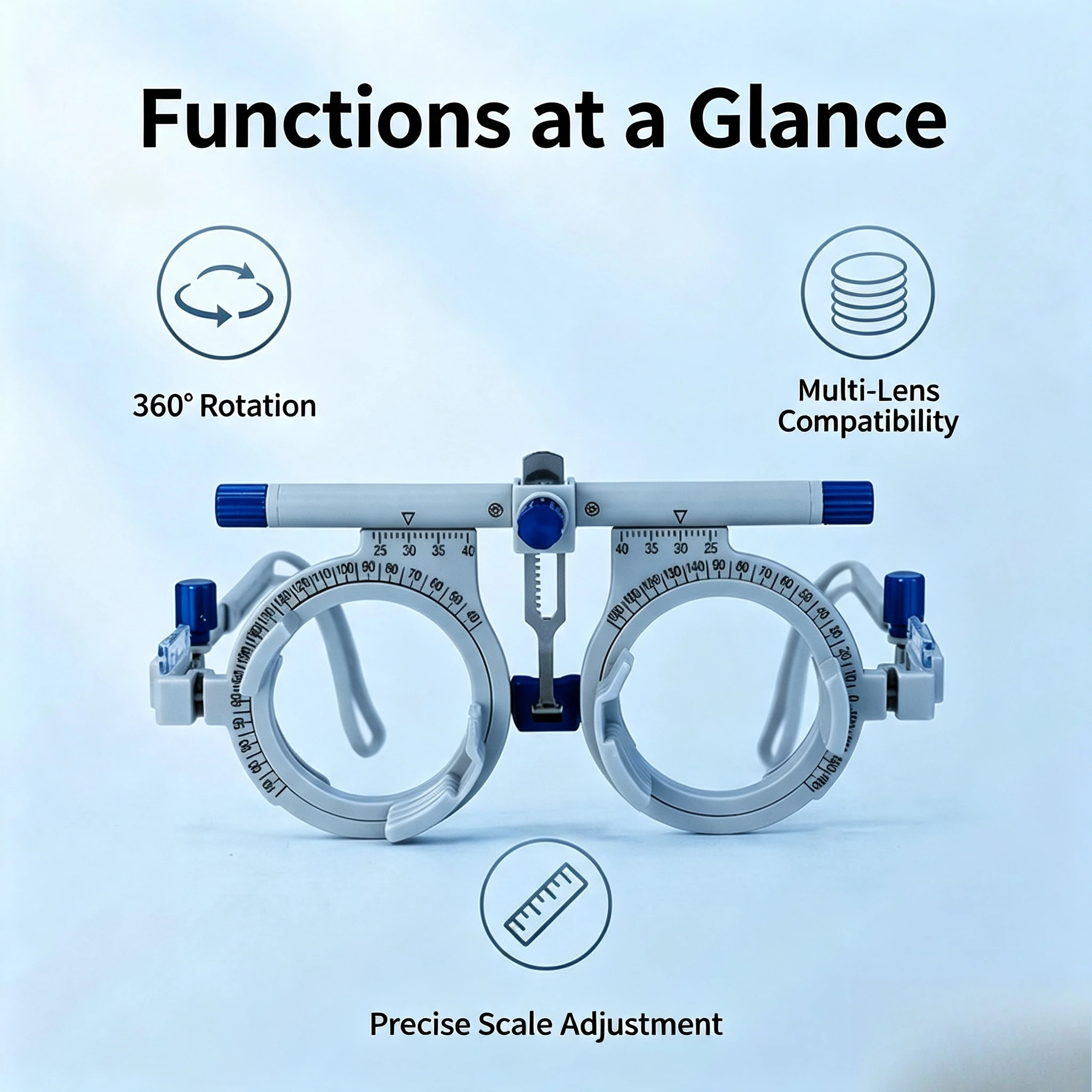 Adjustable Trial Lens Frame Titanium Alloy Ophthalmic Trial Frame PD 48-80mm Lightweight Optometry Eyeglasses Test Frame