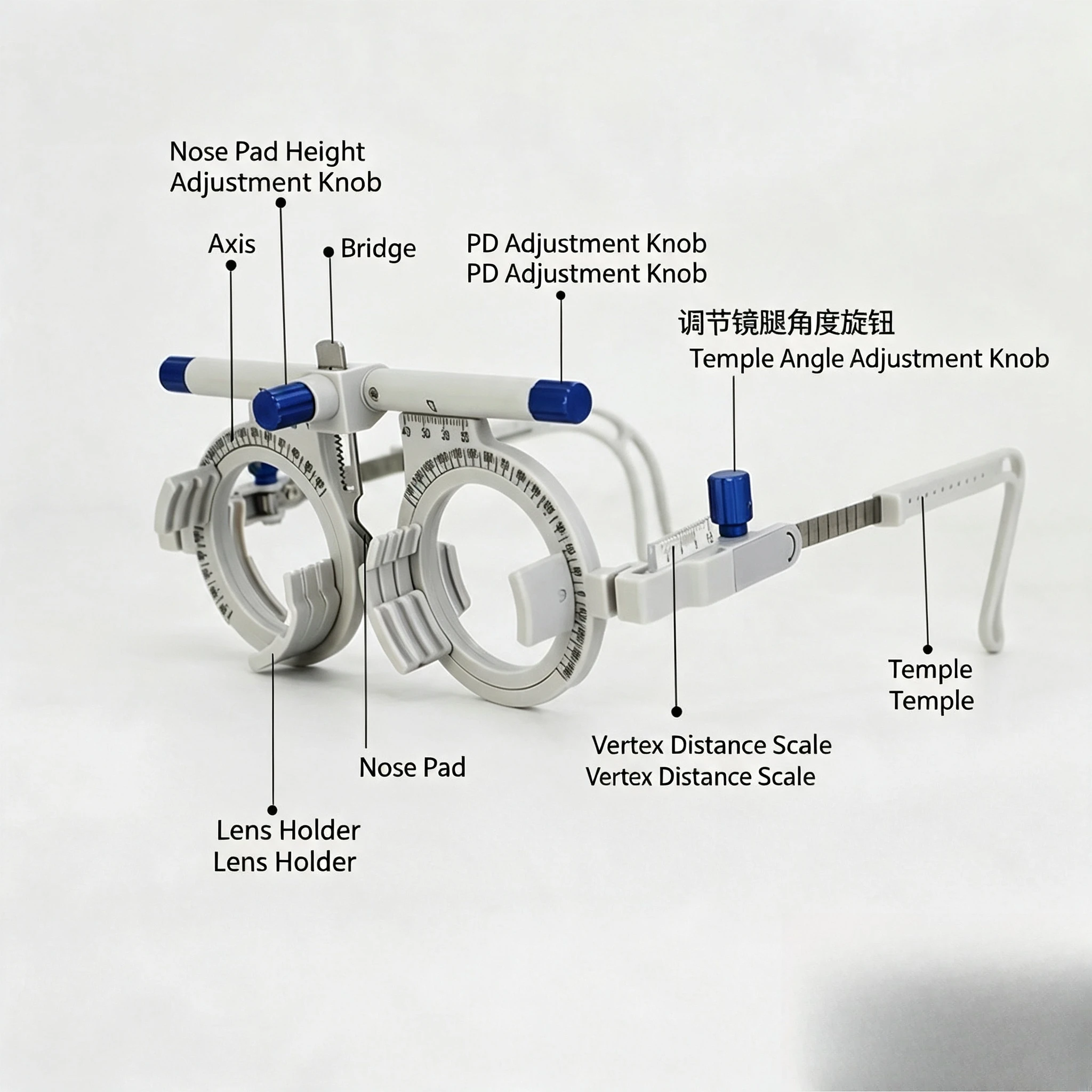 Adjustable Trial Lens Frame Titanium Alloy Ophthalmic Trial Frame PD 48-80mm Lightweight Optometry Eyeglasses Test Frame