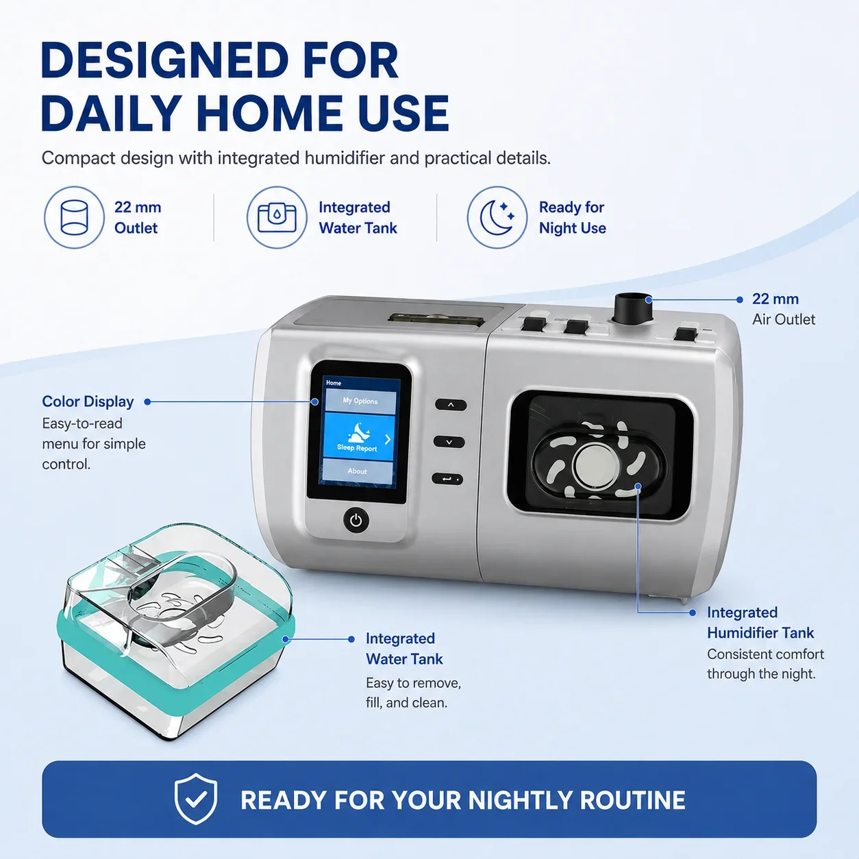 Resoxy DS6 Auto CPAP Machine 28dB Low Noise Automatic Pressure Adjustment Device Heated with SD-card For Home Travel Sleeping