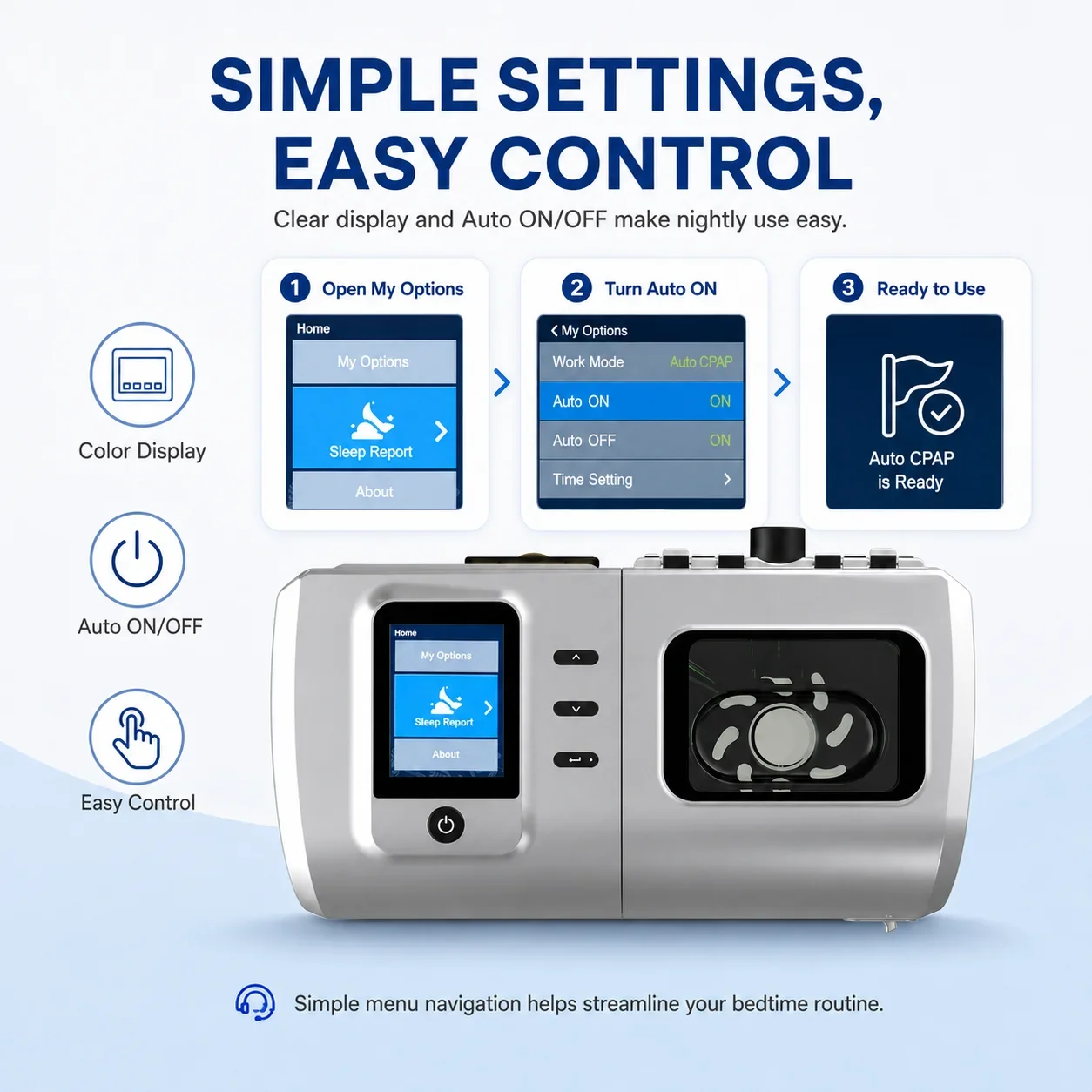 Resoxy DS6 Auto CPAP Machine 28dB Low Noise Automatic Pressure Adjustment Device Heated with SD-card For Home Travel Sleeping