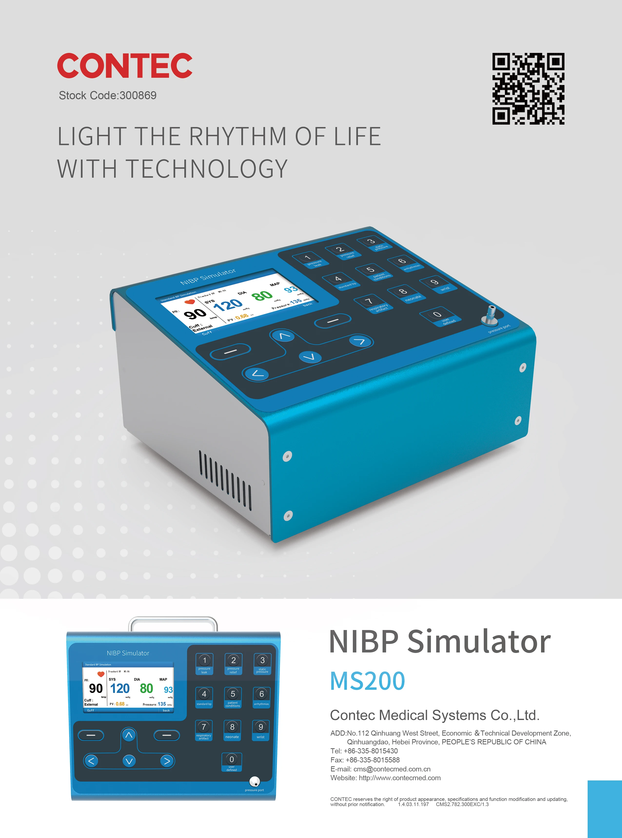 CONTEC MS200 NIBP Simulator Non-Invasive Blood Pressure simulation COLOR LCD,New