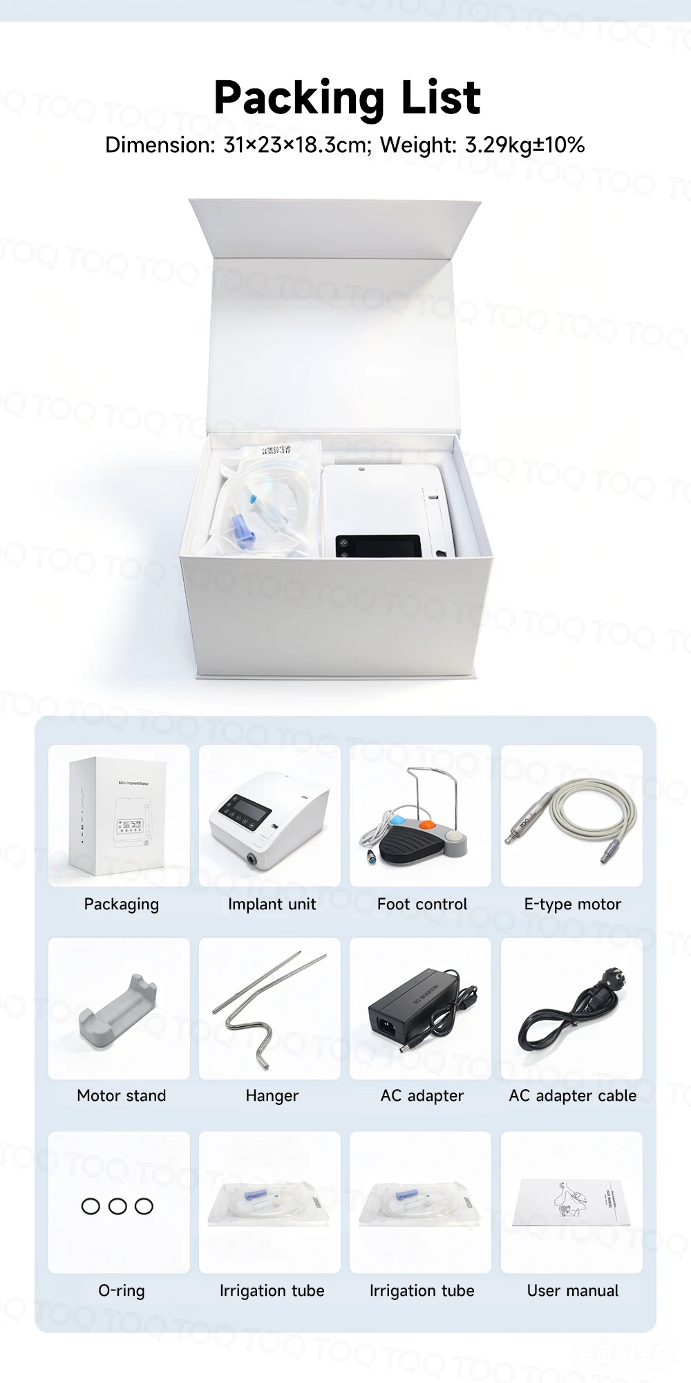 TOQ Official 3-in-1 Mini Dental Implant Motor Brushless Surgical Motor Compatible With 10 Contra Angle Handpieces Oral Maxilar