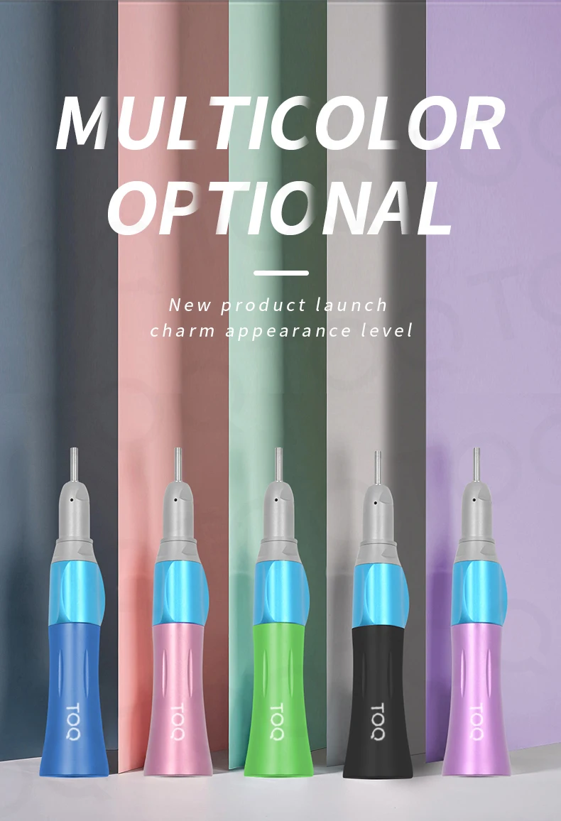 TOQ 2/4 Holes Pneumatic Air Turbine 3Pcs/Set Dental Low Speed Handpiece Kit Straight Handpiece Contra Angle Air Motor Colorful