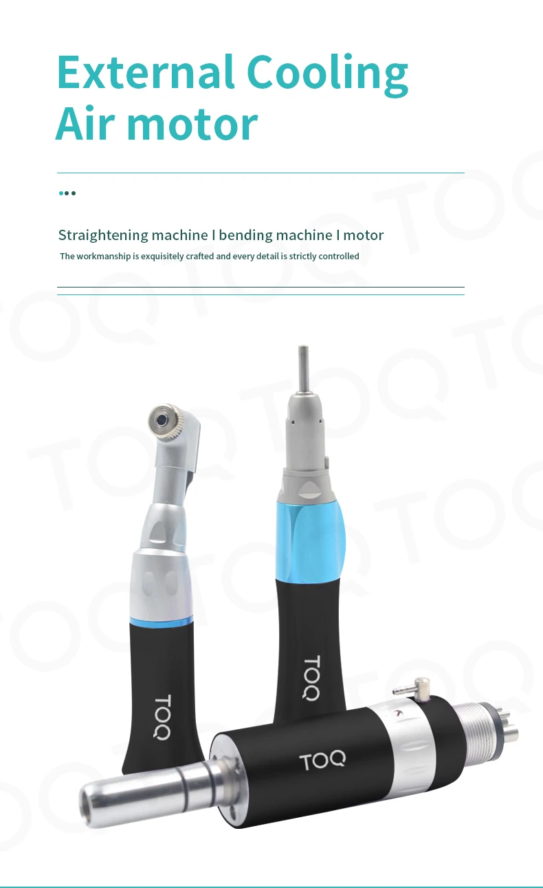 TOQ 2/4 Holes Pneumatic Air Turbine 3Pcs/Set Dental Low Speed Handpiece Kit Straight Handpiece Contra Angle Air Motor Colorful