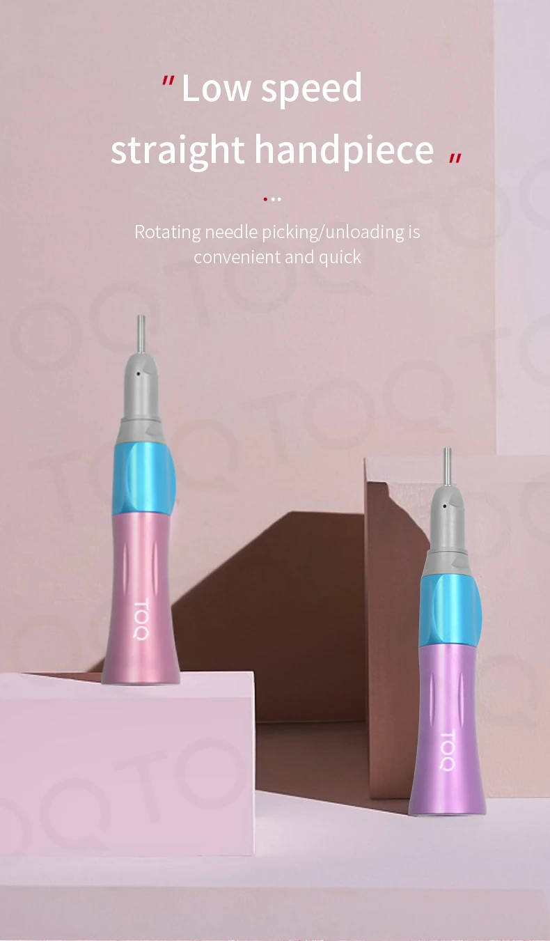 TOQ 2/4 Holes Pneumatic Air Turbine 3Pcs/Set Dental Low Speed Handpiece Kit Straight Handpiece Contra Angle Air Motor Colorful