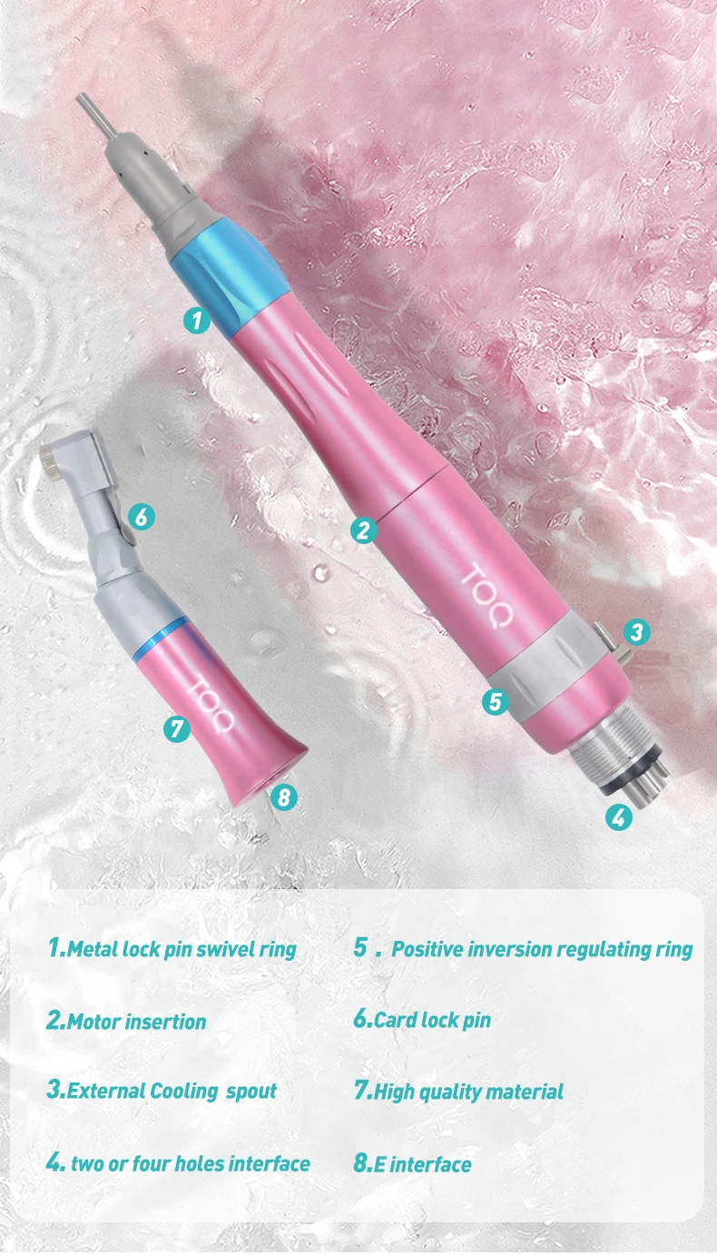 TOQ 2/4 Holes Pneumatic Air Turbine 3Pcs/Set Dental Low Speed Handpiece Kit Straight Handpiece Contra Angle Air Motor Colorful