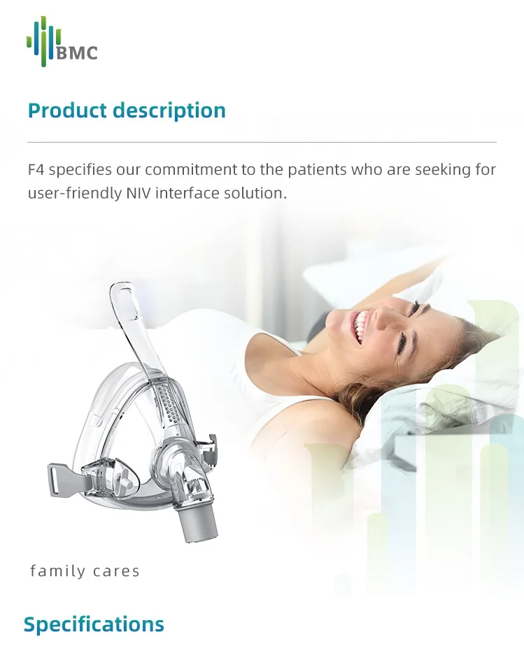 BMC CPAP Full Face Mask F1A F1B F4 F5A With Headgear Silicon Gel Cushions For Auto CPAP Sleep Apnea OSAHS OSAS Snoring People