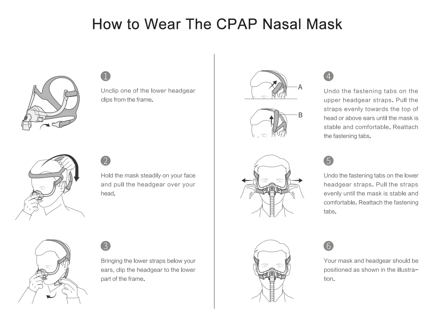 Yuwell YN03 Nasal Mask with Headgear Tube Silicon Gel Cushion for APAP CPAP Machine Sleep Apnea Anti Snoring Wide Field of View