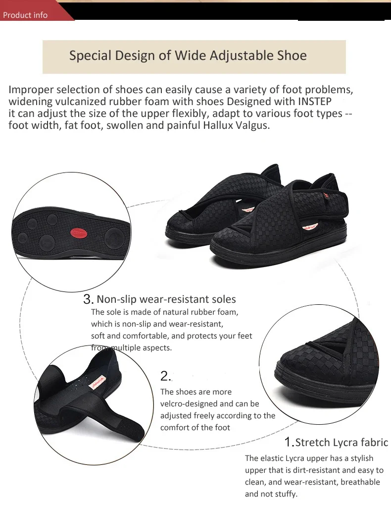 Feet Swollen Pregnant Shoes Breathable Diabetic Widened Thumb Valgus Care Shoes Non-slip Fat Deformation Shoes Women Men
