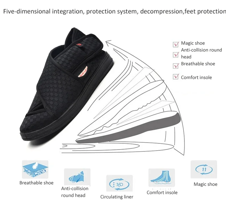 Feet Swollen Pregnant Shoes Breathable Diabetic Widened Thumb Valgus Care Shoes Non-slip Fat Deformation Shoes Women Men