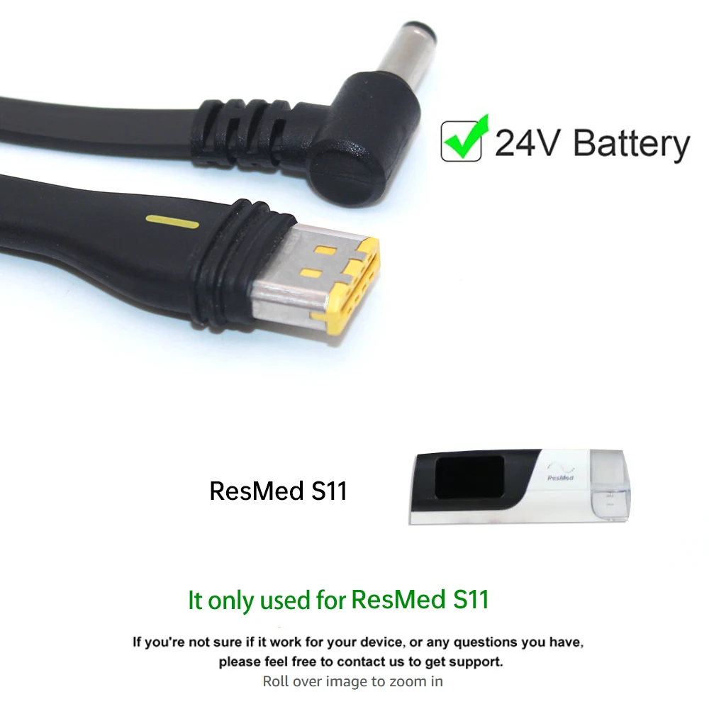 Resmed S11 Battery Cord Cable Plug Supply For ResMed AirSense 11 Machine Travelling on Airplane Train Vehicle Vacation Holiday