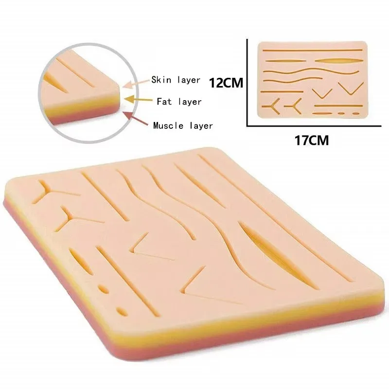 Suture Practice Kit Reusable Silicone Skin Suture Pad Surgical Training Complete Suture Instrument Set Teaching Model tool