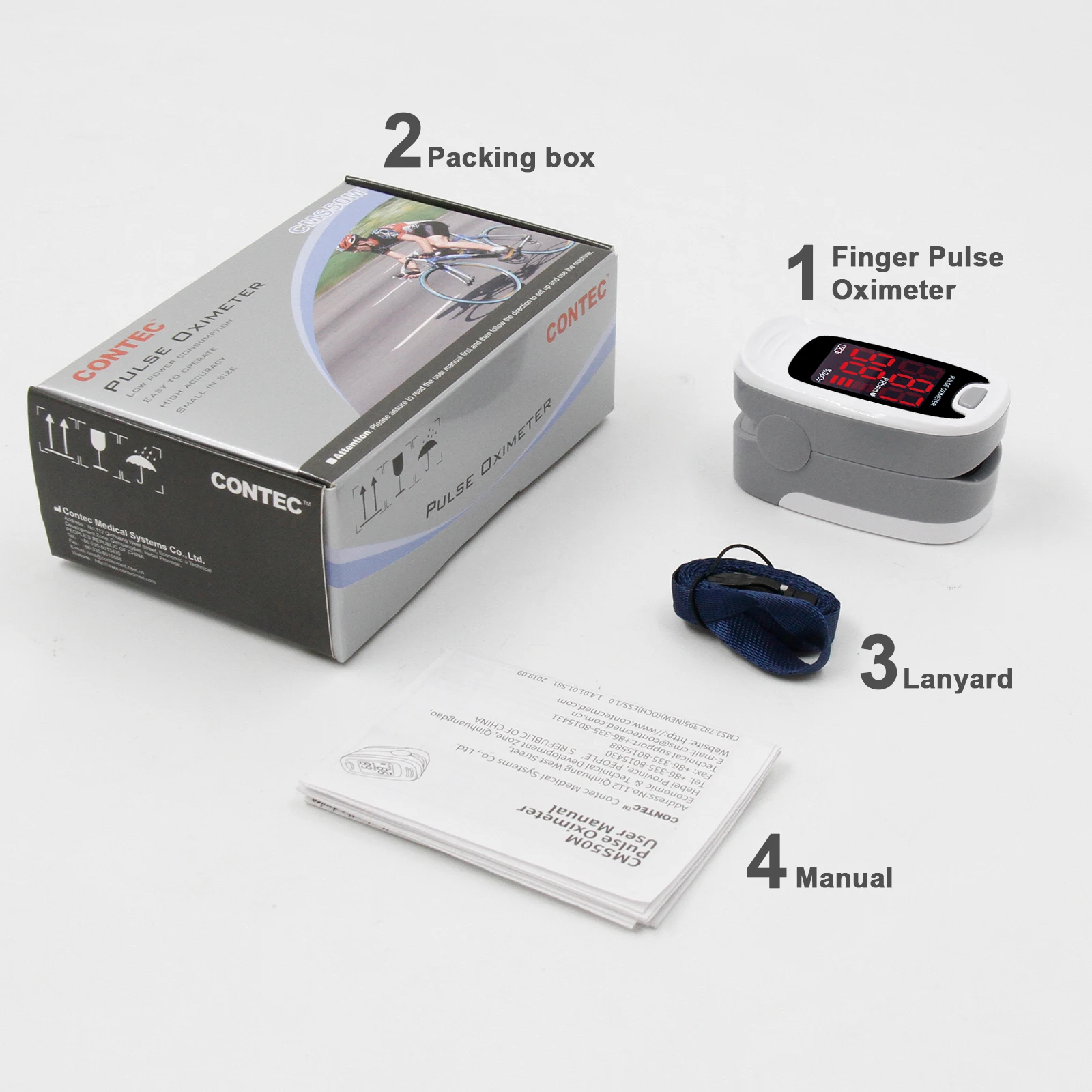 CONTEC Medical FingerTip Pulse Oximeter Blood Oxygen Heart Rate Saturation Meter Monitor  NEW