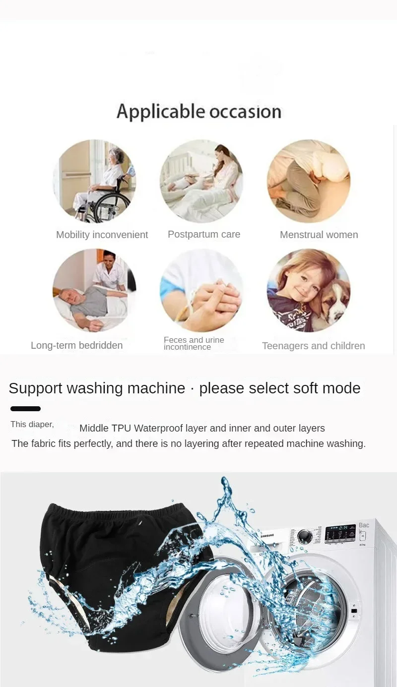 Adult Diaper Underwear Breathable Cotton Elderly Incontinence Leak-Proof Briefs Men Women Reusable Disability Care Triangle Pant
