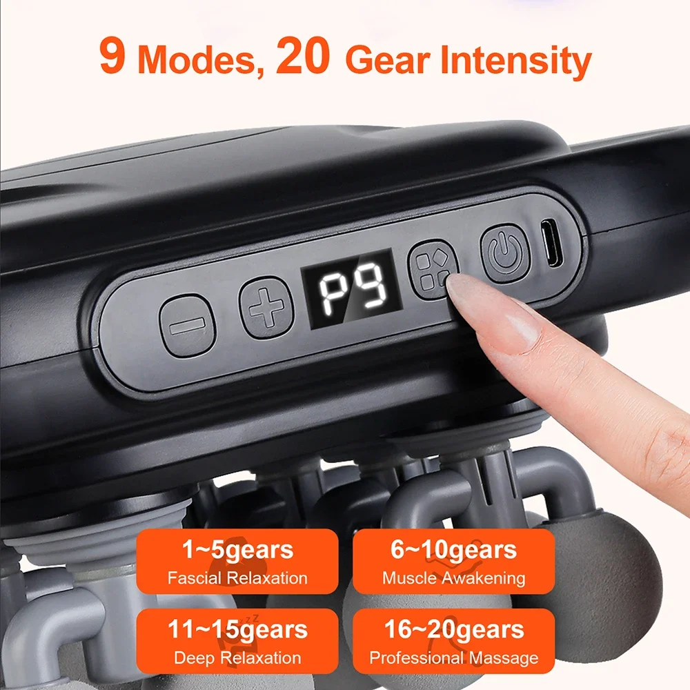 24/28/48/66 Heads Body Fascia Massage Gun High Frequency Vibration Strong Power Muscle Massager Neck Shoulder Waist Back Relax
