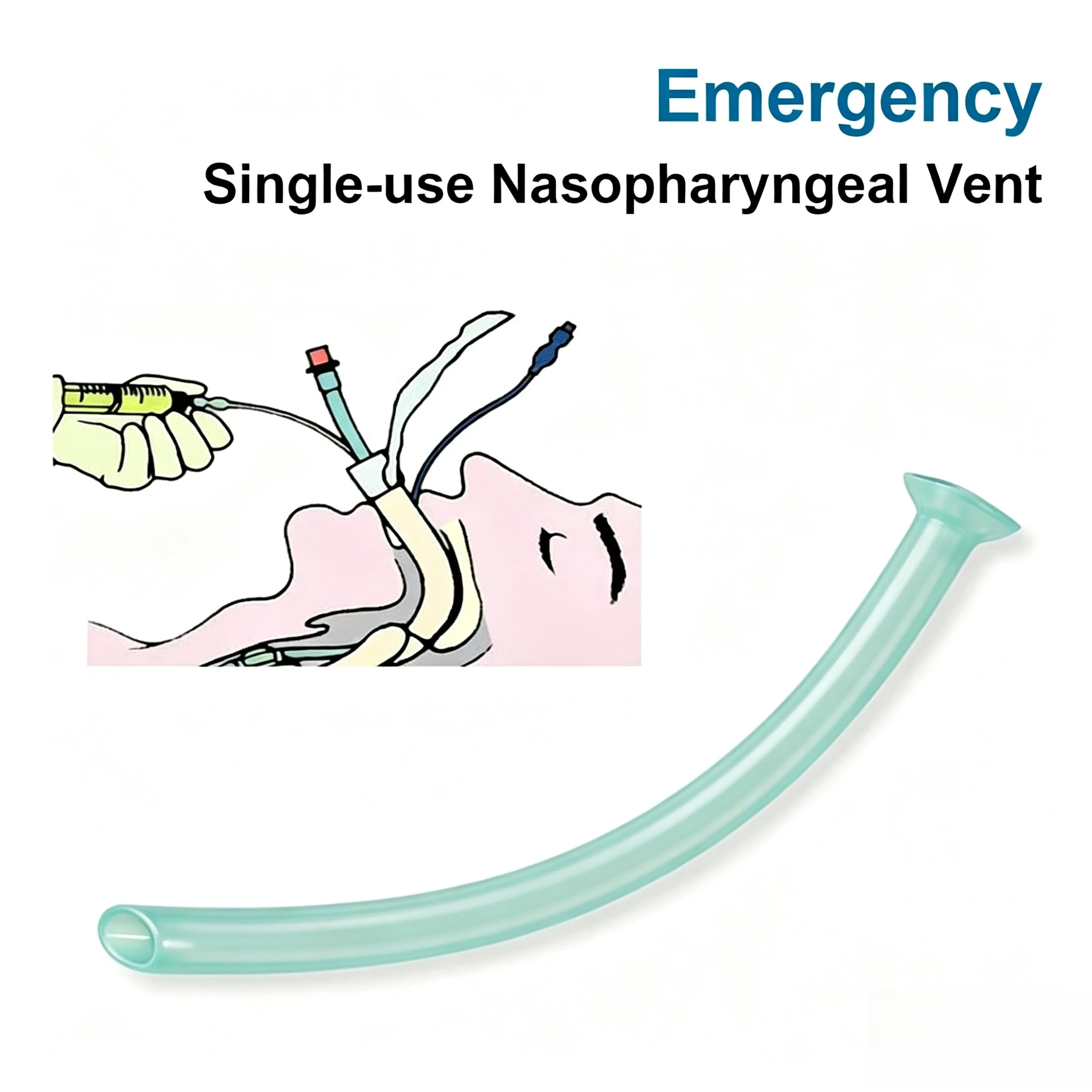 1pcs High-flow Nasal Cannula Oxygen Tube Nasopharyngeal Airway Respiratory Emergency Aid Airway Tube For Emergency First Aid