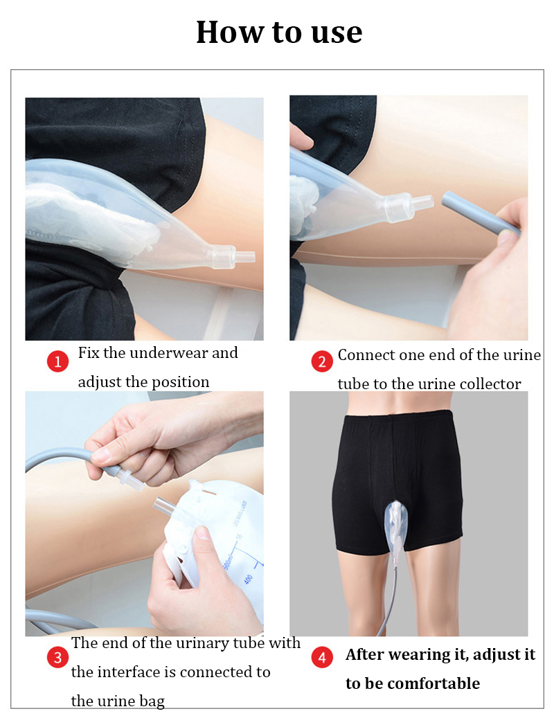 Urine Bag Shorts Male Reusable Walkable Silicone Funnel Pee Collector Catheter Urinary Incontinence Bedridden Elderly Supplies