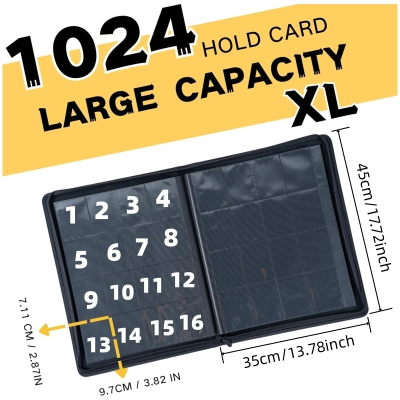 16 Pocket Card Binder - Premium Trading Card Binder Holds 1024 Cards, Ultimate protection for TCG & sports cards. Collector's d