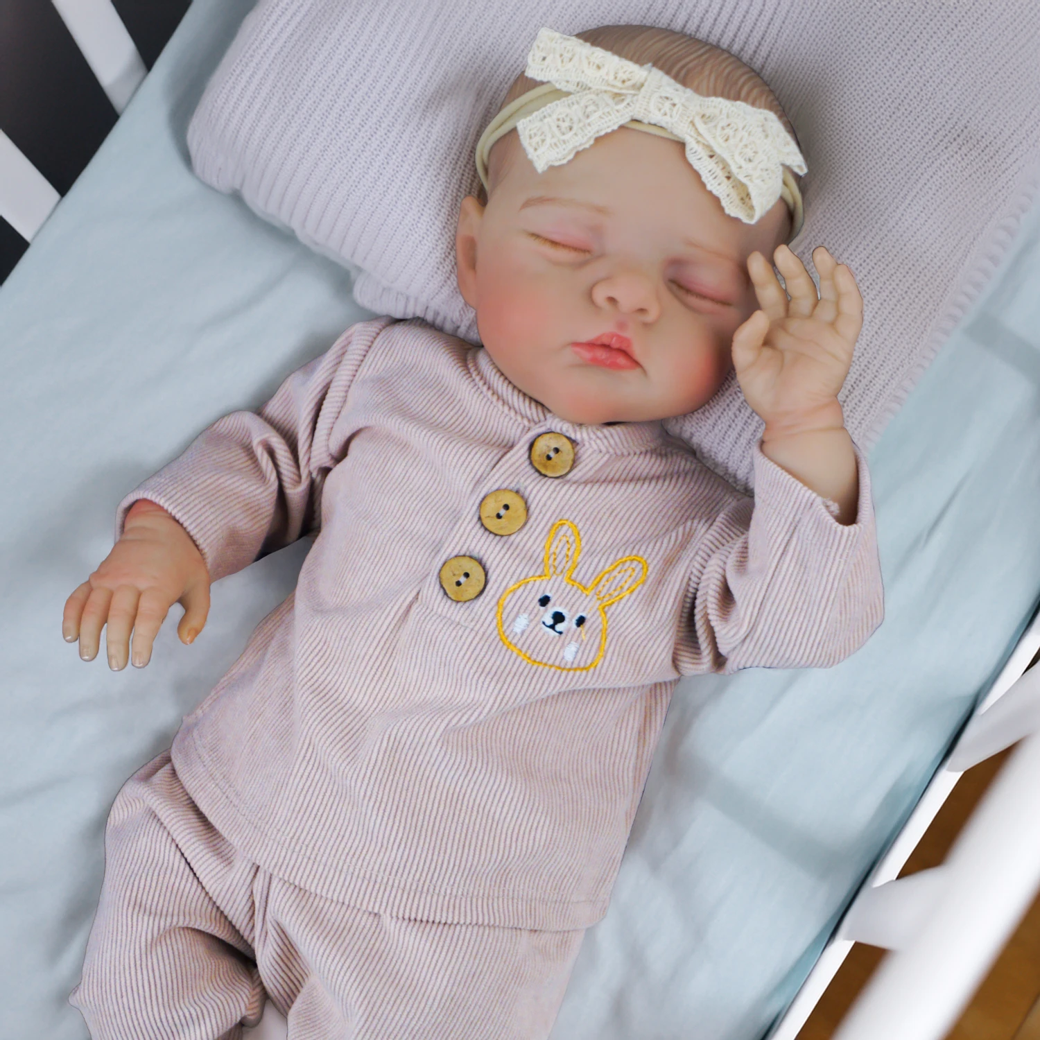 NPK 19-inch Newborn Irys Lifelike Reborn Baby Doll Hand-Painted Veins Soft Cloth Body Realistic Vinyl Skin Collectible Toy