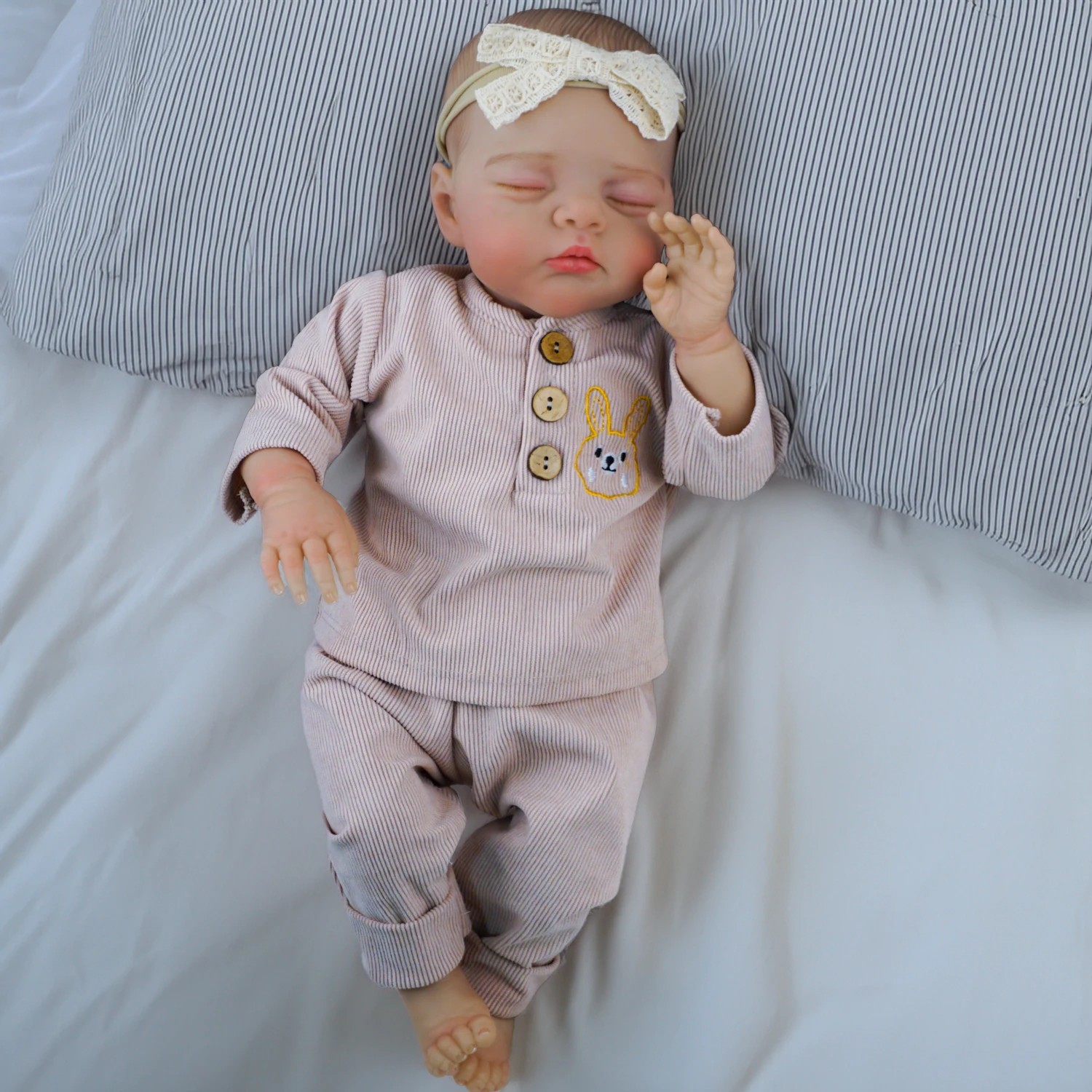 NPK 19-inch Newborn Irys Lifelike Reborn Baby Doll Hand-Painted Veins Soft Cloth Body Realistic Vinyl Skin Collectible Toy