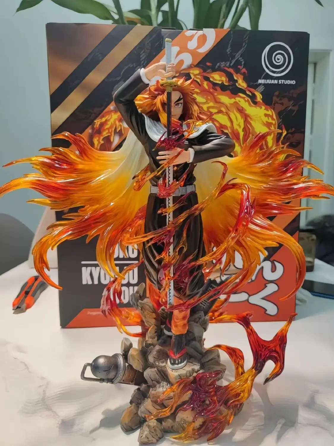 30cm Demon Slayer Rengoku Kyoujurou Anime Figure Rengoku Kyoujurou Figurine Pvc Model Statue Collection Decoration Desk Toy Gift