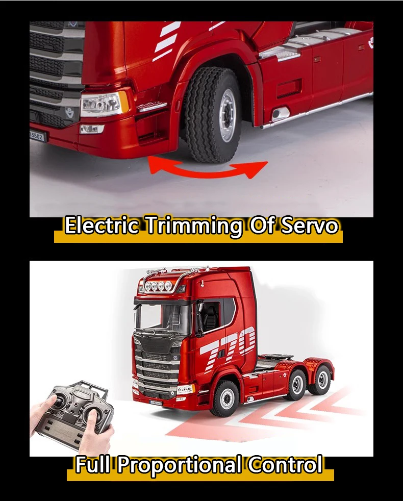 HUINA 1501 770S Alloy Tractor 19CH RC Truck 1/18 2.4G Remote Control Engineering Trailer Truck with Light and Sound Toys