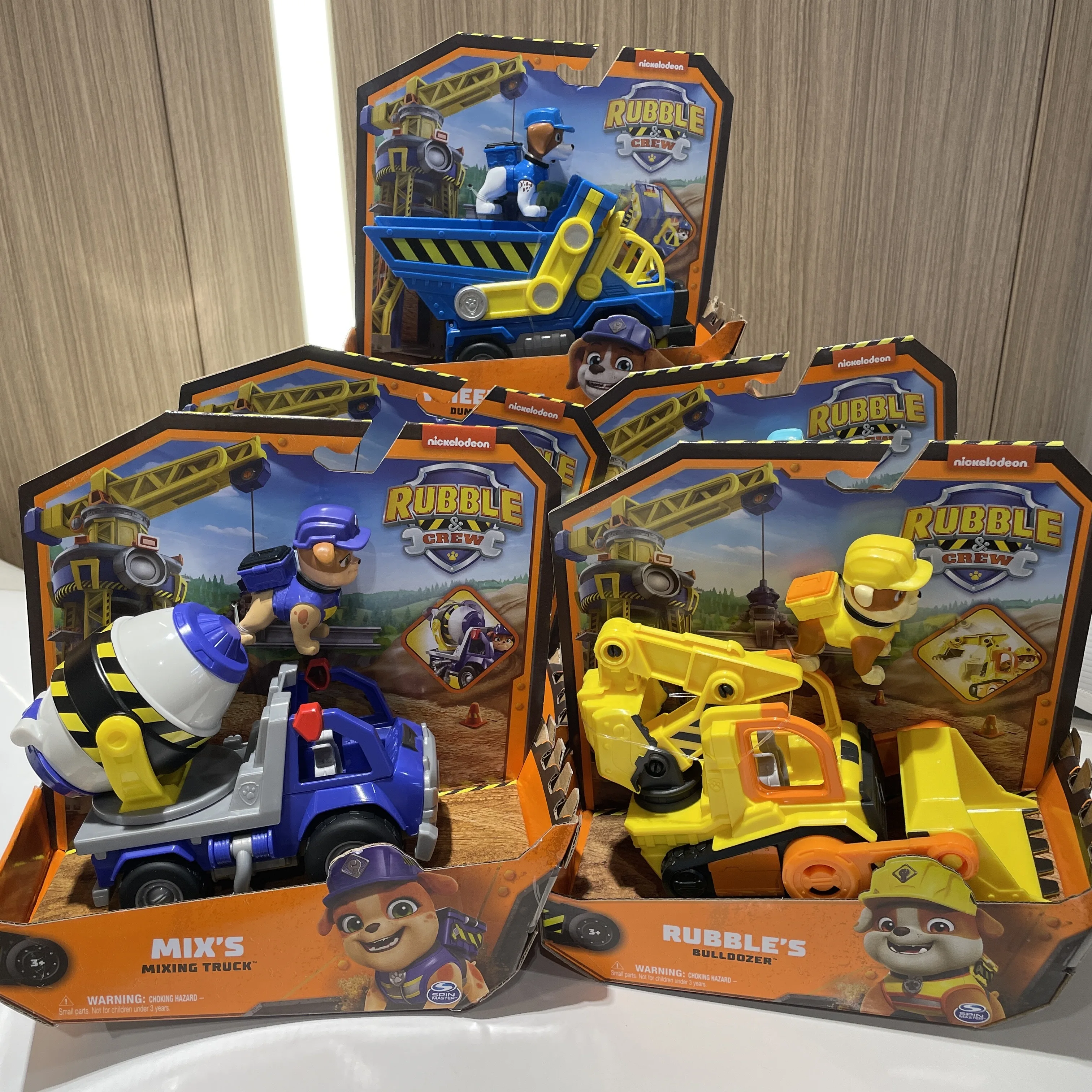 Original PAW Patrol Rubble & Crew Vehicle Truck Toy Motor Wheeler Mix Charger Truck with Collectible Action Figure Kids Toy