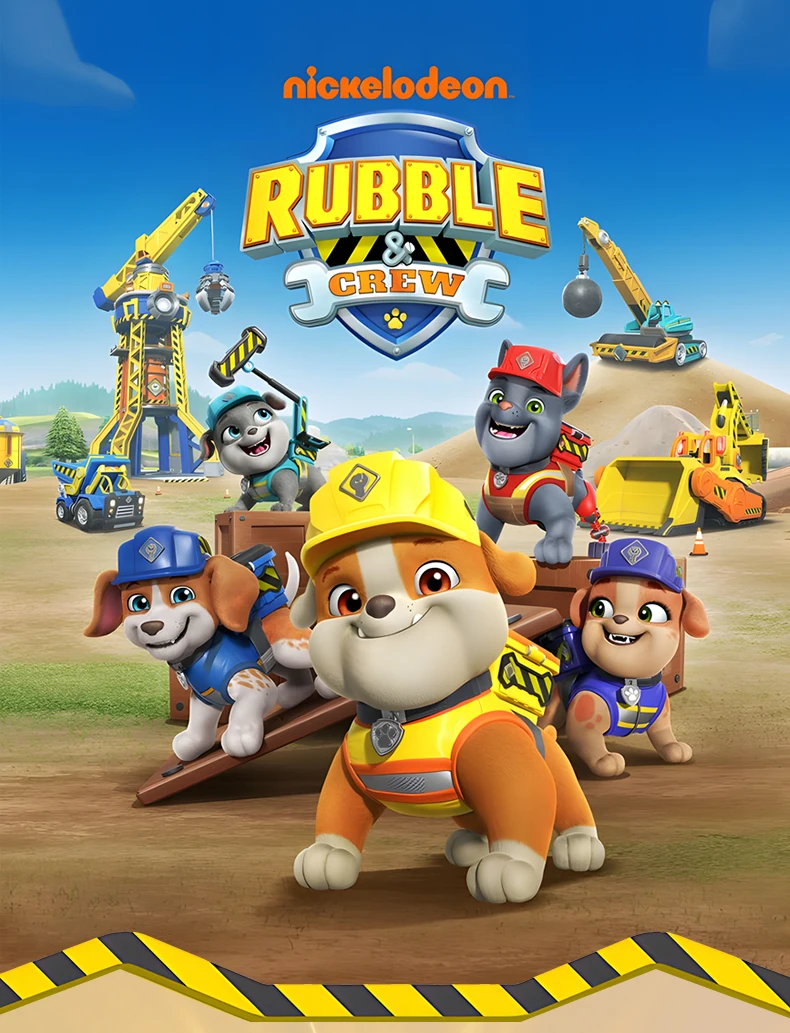 Original PAW Patrol Rubble & Crew Vehicle Truck Toy Motor Wheeler Mix Charger Truck with Collectible Action Figure Kids Toy