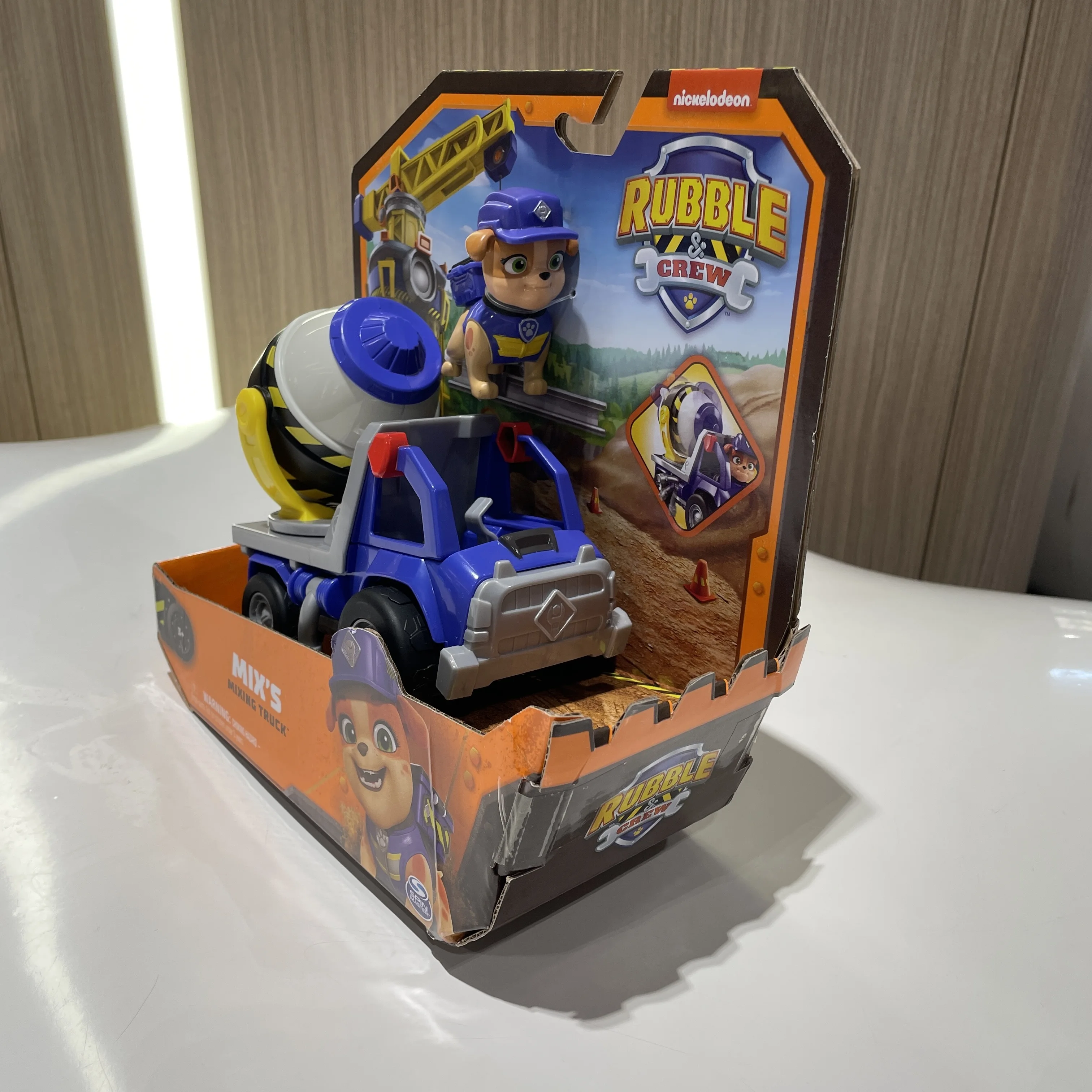 Original PAW Patrol Rubble & Crew Vehicle Truck Toy Motor Wheeler Mix Charger Truck with Collectible Action Figure Kids Toy