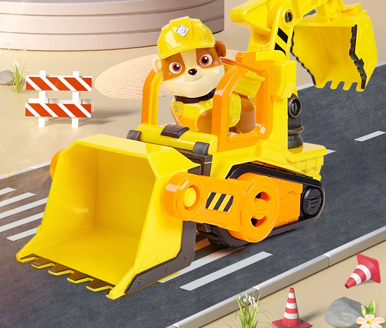 Original PAW Patrol Rubble & Crew Vehicle Truck Toy Motor Wheeler Mix Charger Truck with Collectible Action Figure Kids Toy