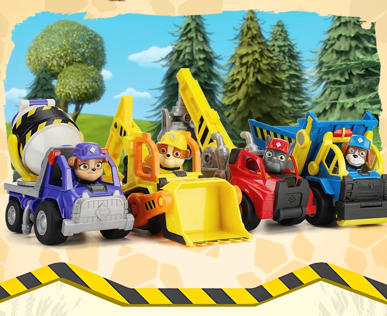 Original PAW Patrol Rubble & Crew Vehicle Truck Toy Motor Wheeler Mix Charger Truck with Collectible Action Figure Kids Toy