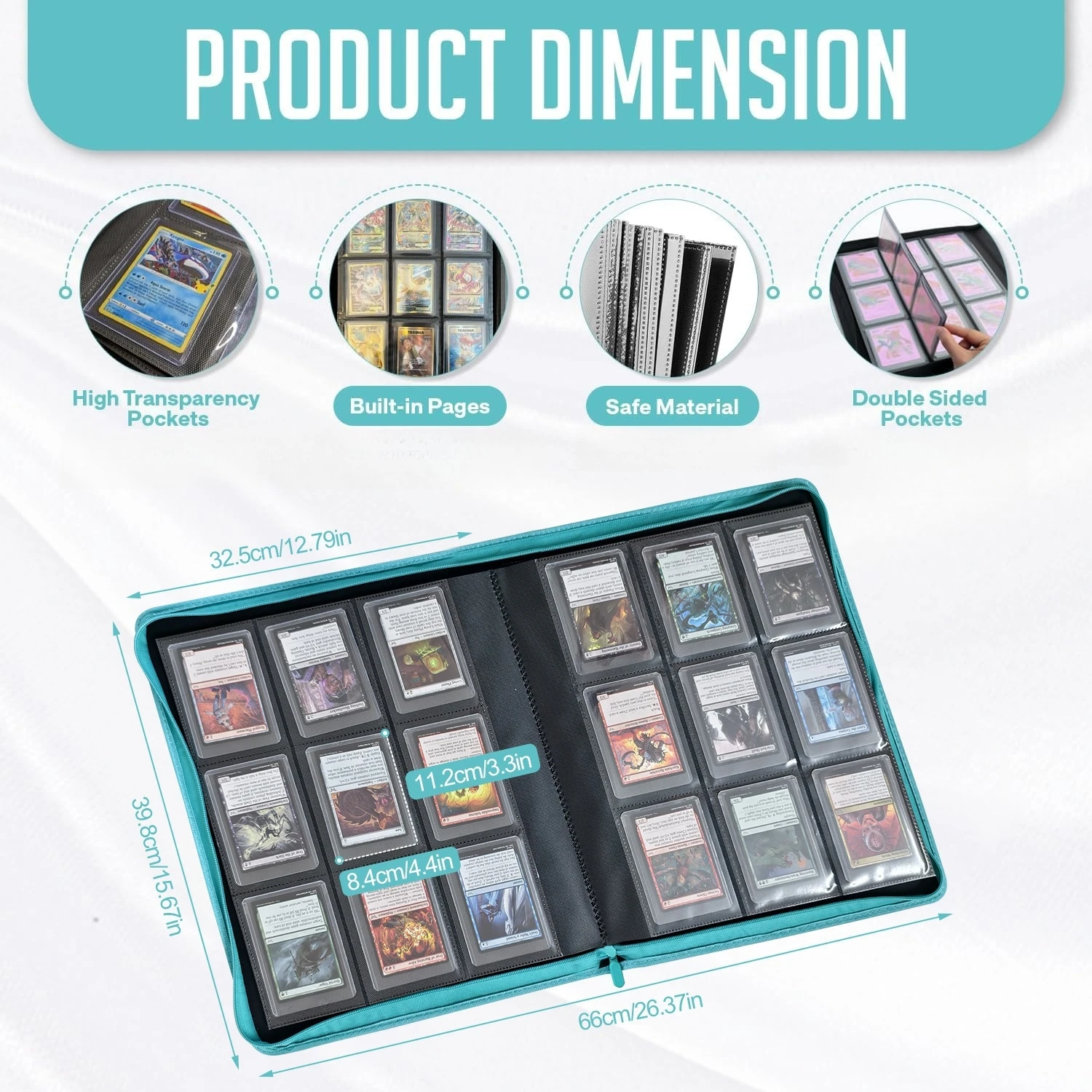 Toploader Binder, Holds 360 Top Loader, 9 Pocket Top Loader Binder for 3' X 4' Rigid Cards, Toploader Card Binder
