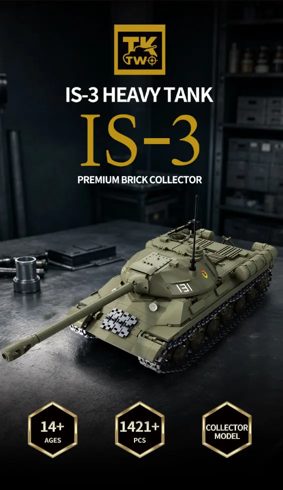 1421Pcs SU Series Tank IS-3 Heavy Tank WWII Military Building Blocks for Puzzle Assembly as a Birthday Gift