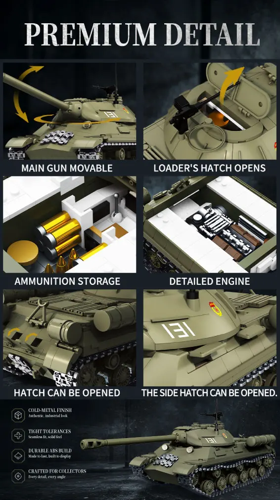 1421Pcs SU Series Tank IS-3 Heavy Tank WWII Military Building Blocks for Puzzle Assembly as a Birthday Gift