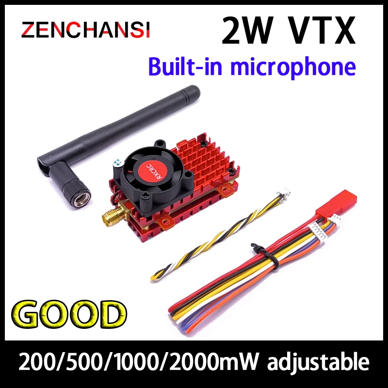 Over 20Km 5.8Ghz 2W FPV Wireless VTX Transmitter Built-in Microphone and 2.1mm cmos 1200TVL fpv camera use for long distance