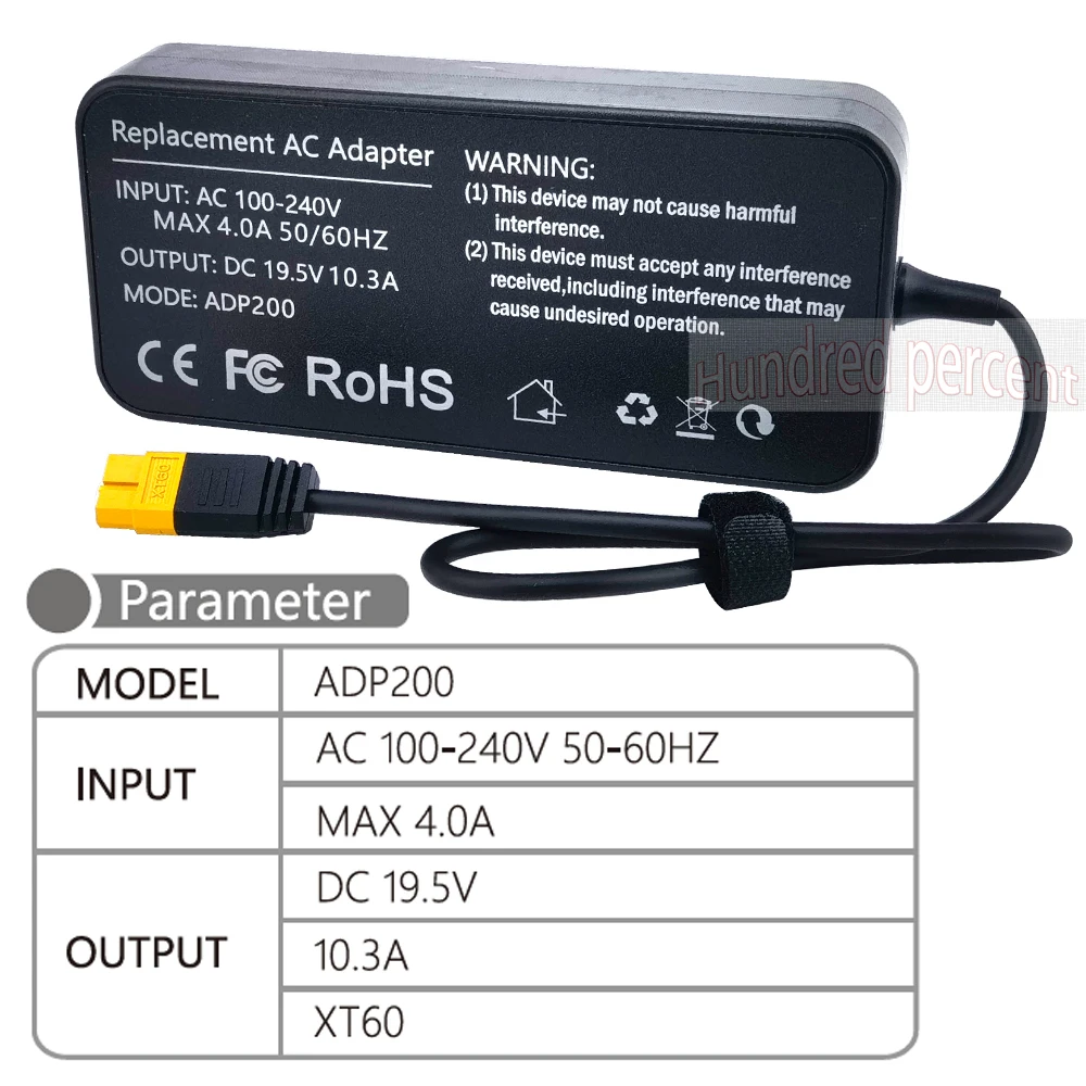 ToolKitRC ADP200 200W 4A Charger Power Supply Adapter DC19.5V 10.3A Supply XT60 Output Adapter for RC iSDT GTPower HotRC SkyRC