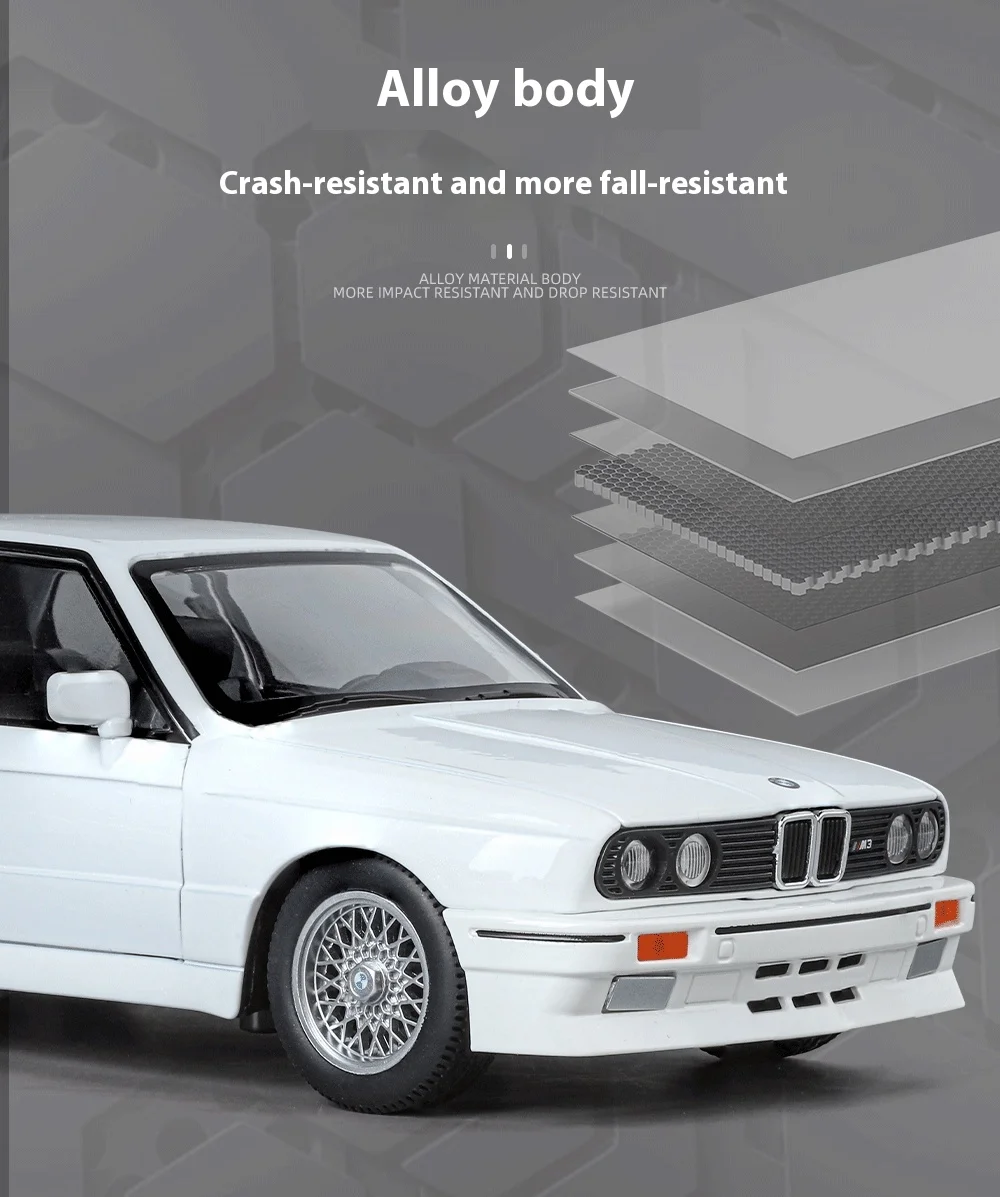 1/24 BMW M3 1988 Street Car Diecast Alloy Metal Model Car Collection Hobbies Decorative Ornament Gift Box For Boyfriend Present