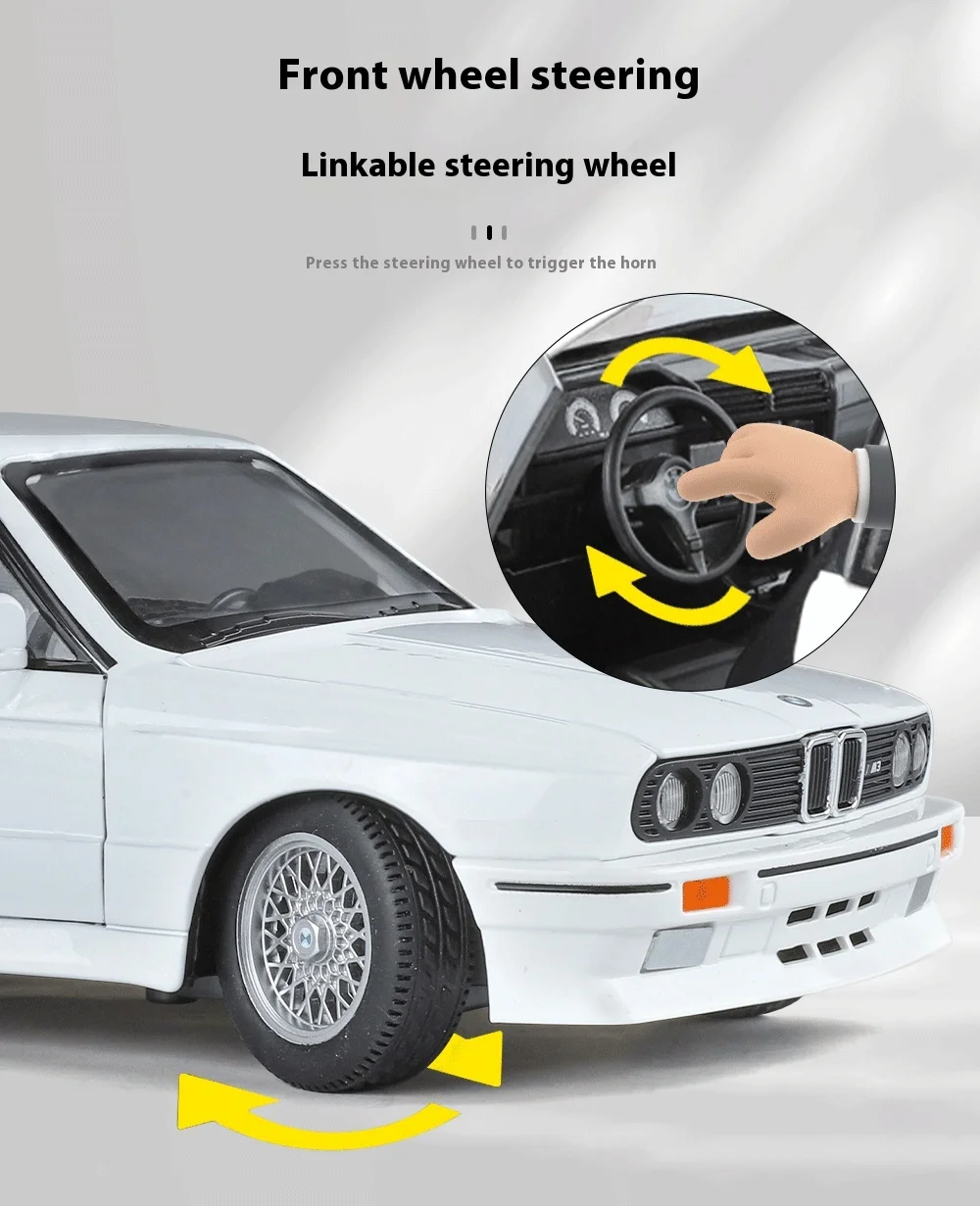 1/24 BMW M3 1988 Street Car Diecast Alloy Metal Model Car Collection Hobbies Decorative Ornament Gift Box For Boyfriend Present