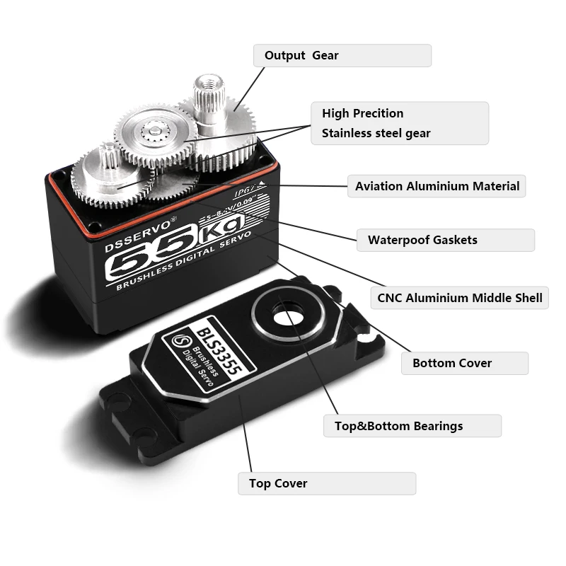 1xBLS3355 Update Servo 25KG 35KG 55KG 75KG Full Metal casing Digital Servo Baja Servo Waterproof Servo for Baja Cars